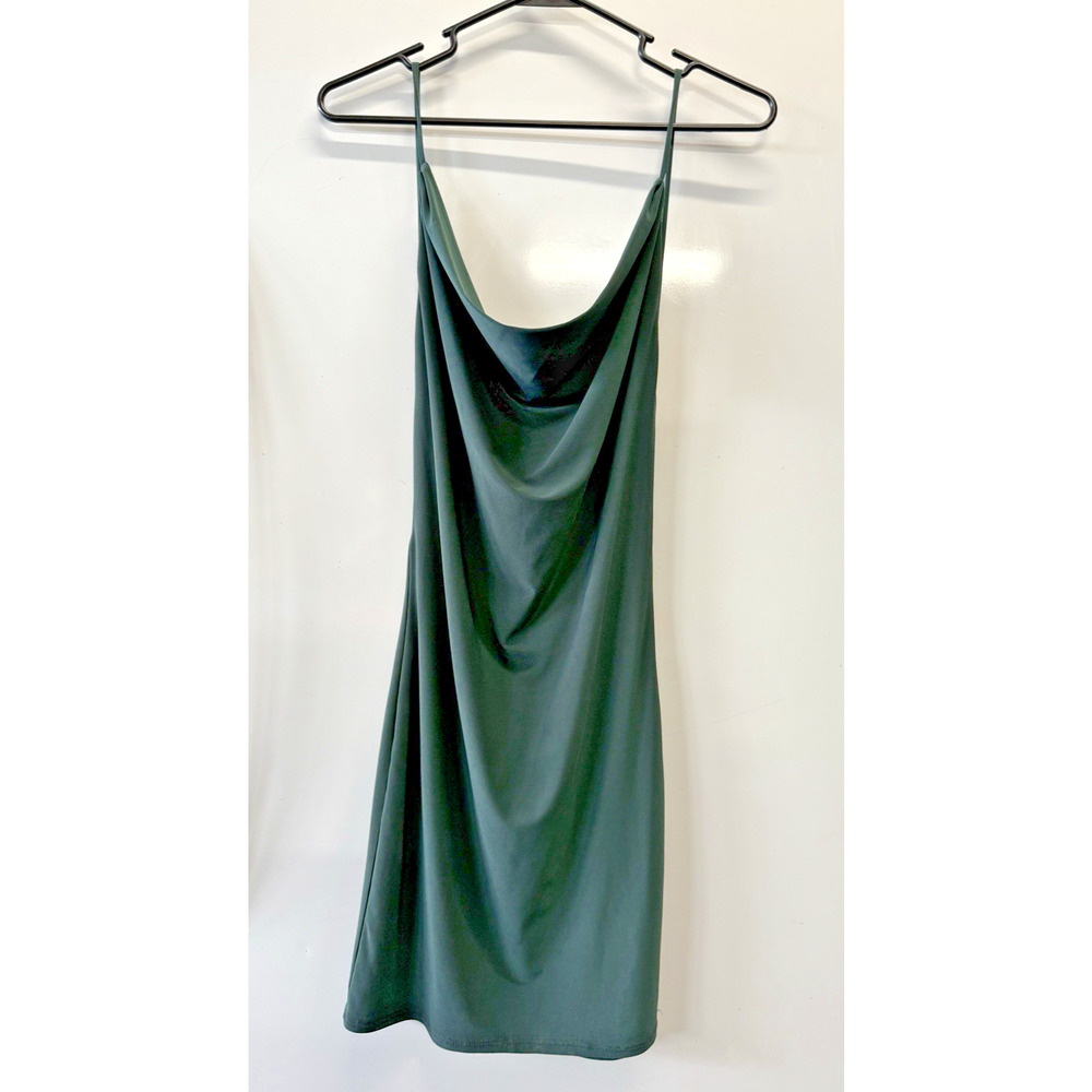 Misty Rose Spaghetti Strap Low Back Green Party Cocktail Dress Women's M NWT